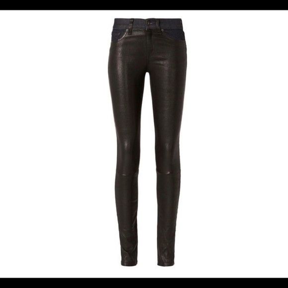 Rag & Bone Hyde Essex Leather & Denim Skinny Jeans Sz 26 - Picture 3 of 8